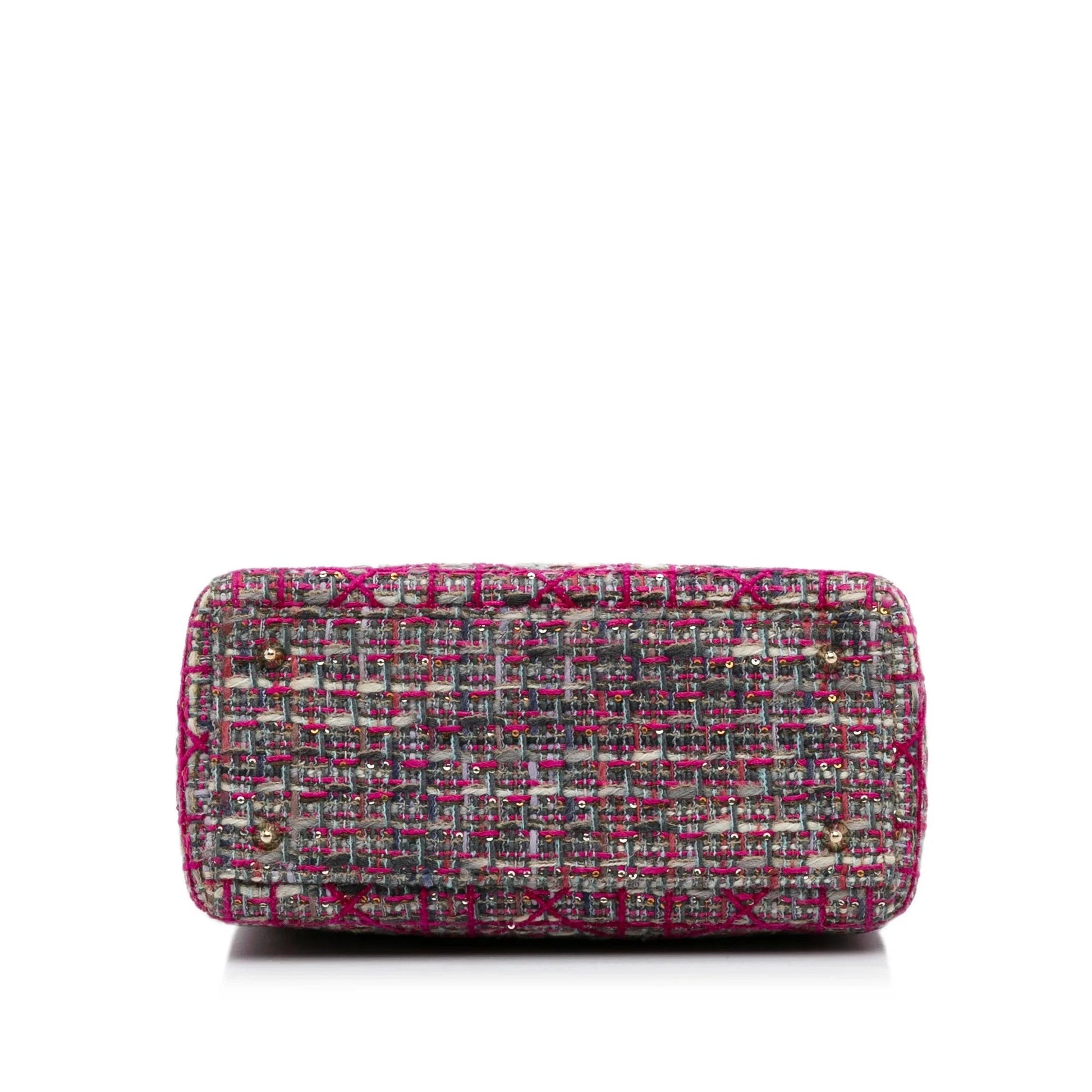 Pink Dior Medium Tweed Macrocannage Lady Dior Satchel