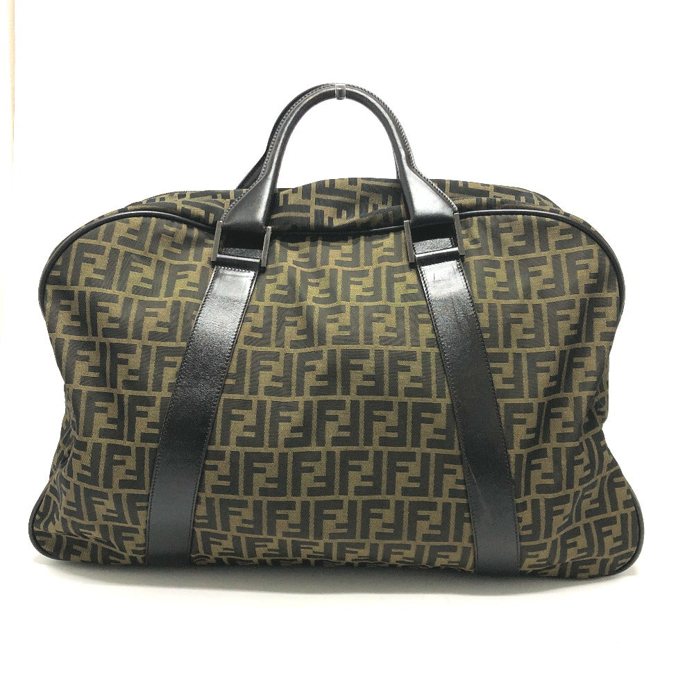 FENDI Boston Duffel bag Nylon / leather khaki Zucca FF logo mens(Unisex)