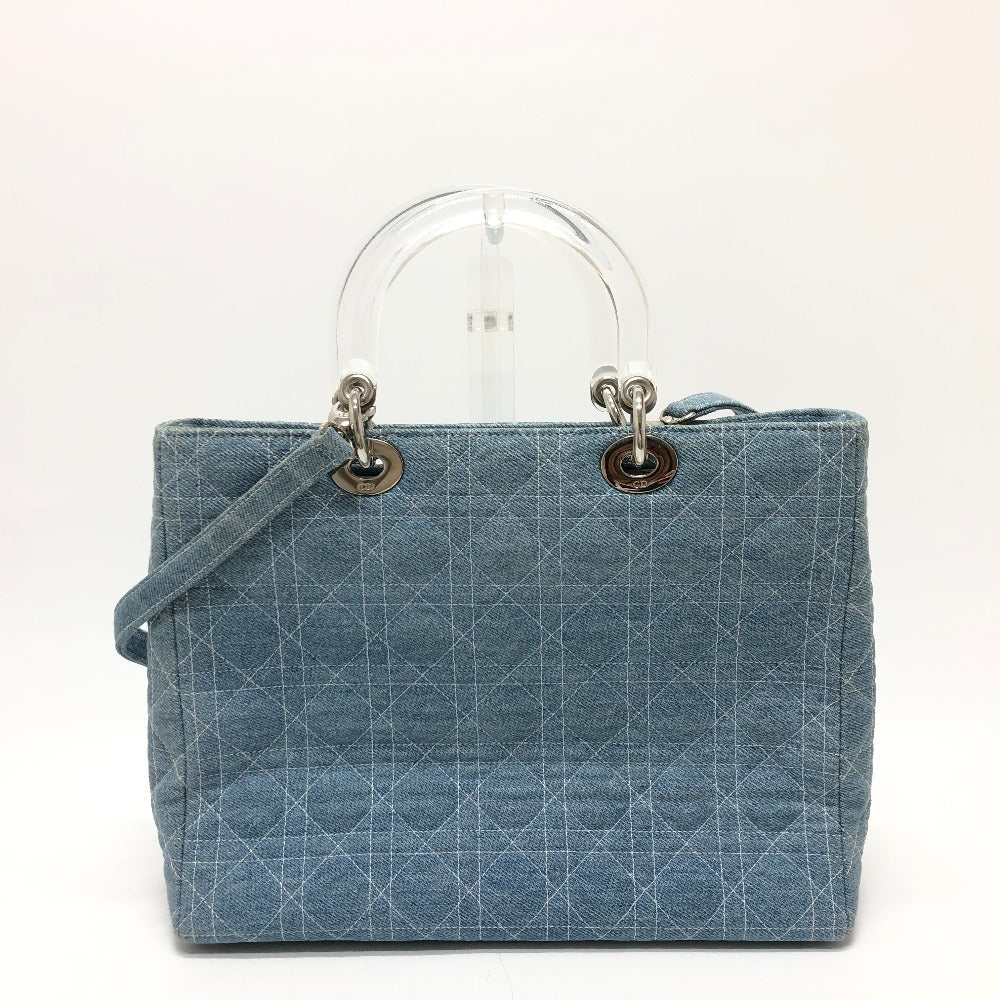 Dior Handbag canvas blue Canage Lady Dior Medium Women