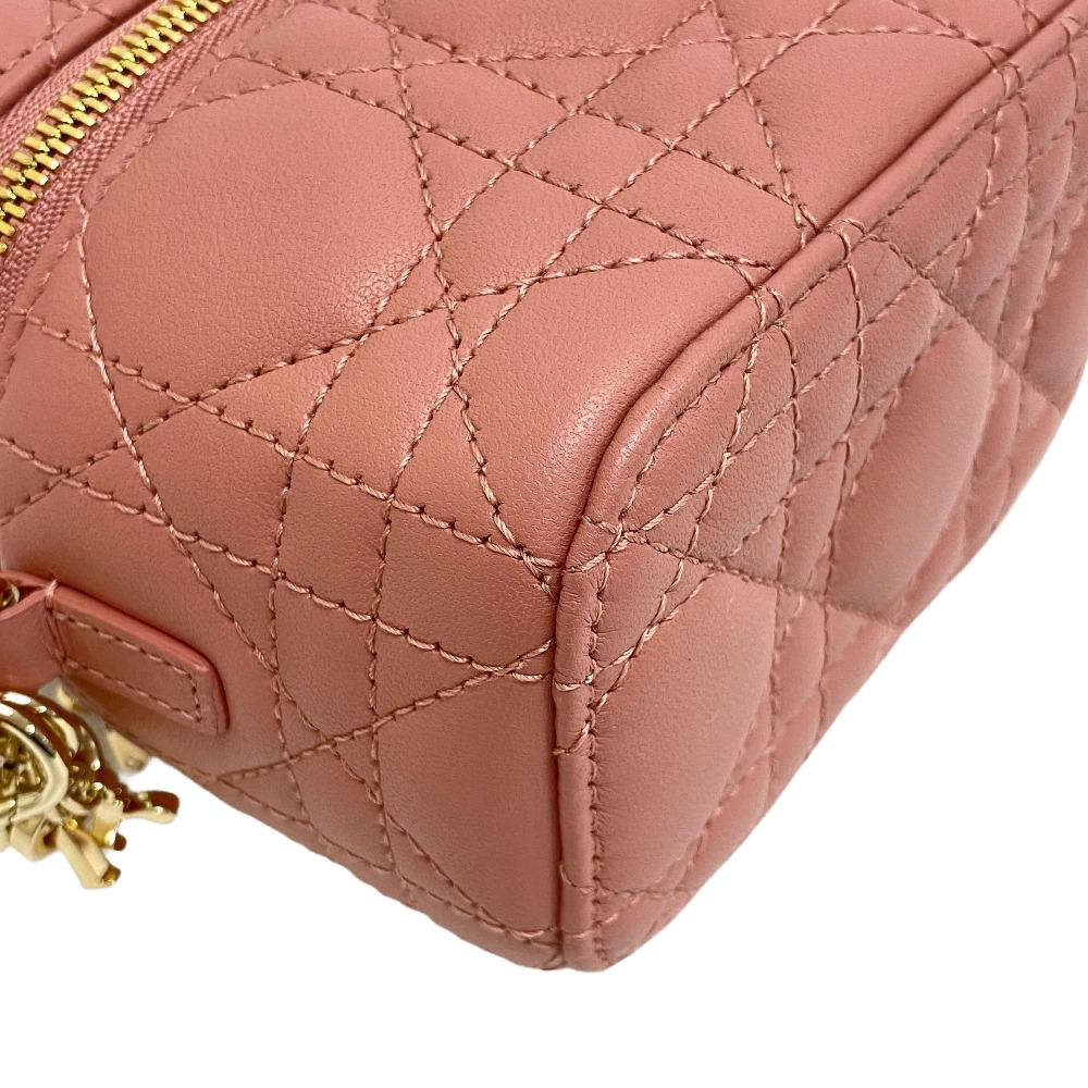 Christian Dior Shoulder Bag Lambskin, Leather pink 2way Cannage Shoulder Vanity Women
