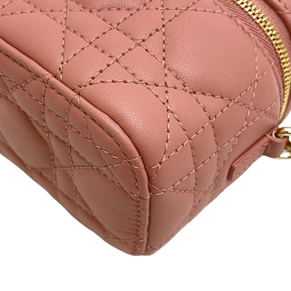 Christian Dior Shoulder Bag Lambskin, Leather pink 2way Cannage Shoulder Vanity Women