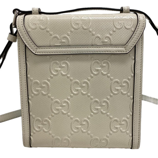 GUCCI Shoulder Bag 625782 leather white GG emboss Women