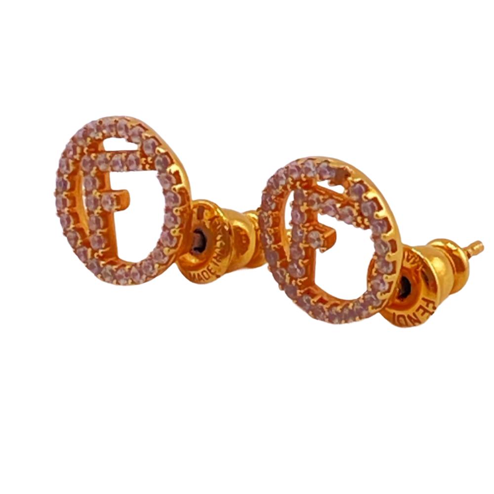 FENDI Pierce gold Rhinestone Ehuise Fendi