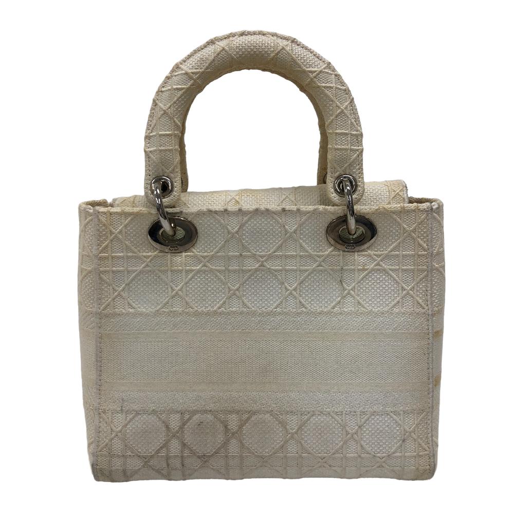 Dior Handbag canvas white 2WAY Lady Dior Canage Women