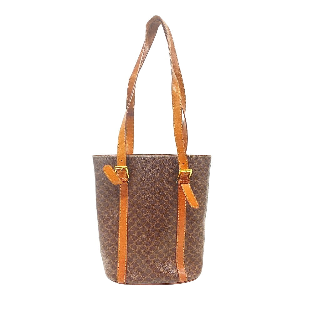 CELINE Tote Bag leather Brown one belt Macadam Women