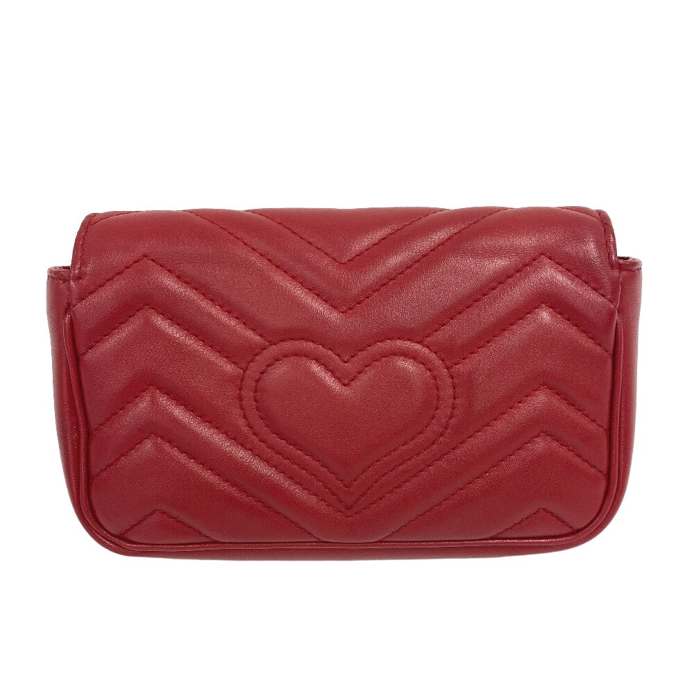 GUCCI Shoulder Bag 476433 leather Red ChainShoulder GG Marmont Women