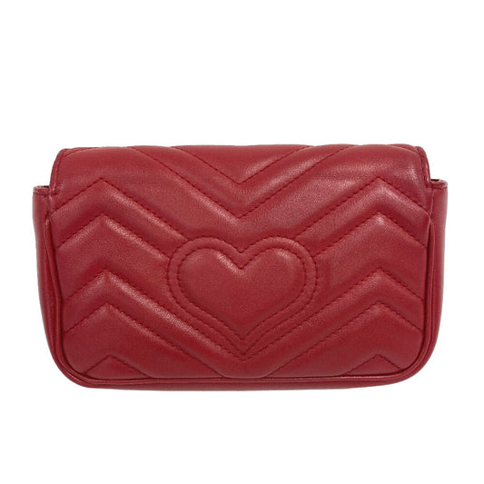 GUCCI Shoulder Bag 476433 leather Red ChainShoulder GG Marmont Women