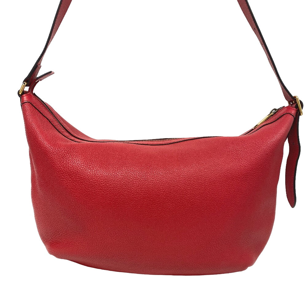 GUCCI Shoulder Bag 523588 leather Red Half moon Logo print unisex(Unisex)