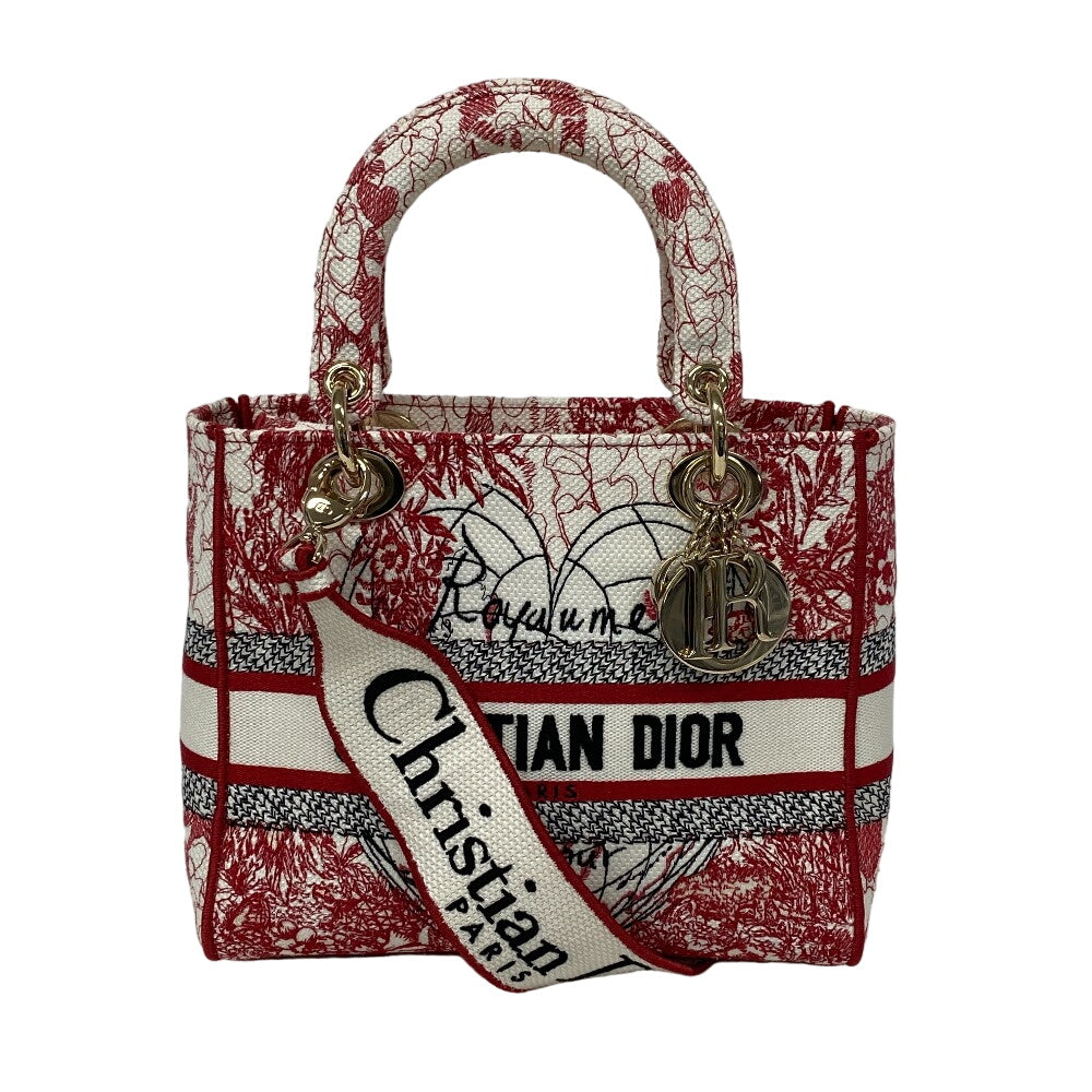 Christian Dior Handbag canvas Red 2WAY handbag Lady Delight Medium Women