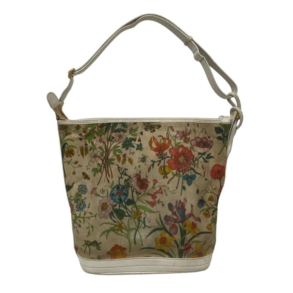 GUCCI Shoulder Bag 001?090?0729 Canvas, Leather white Flora GG