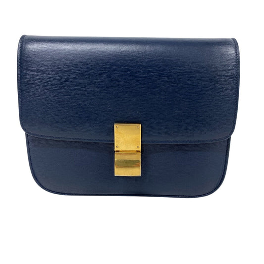CELINE Shoulder Bag leather Navy medium Classic box Women