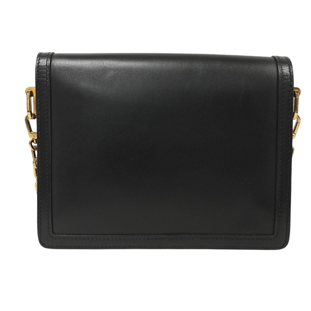 LOUIS VUITTON Shoulder Bag leather black LV Lock Dauphine MM Women