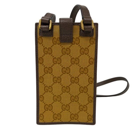 GUCCI Shoulder Bag 702203 Coated canvas Brown GG crystal Phone case