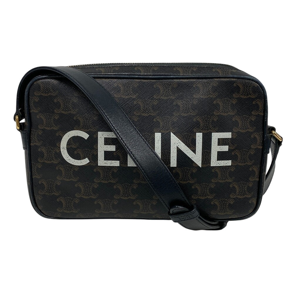 CELINE Shoulder Bag PVC, Leather Brown Triomphe Medium Messenger Women