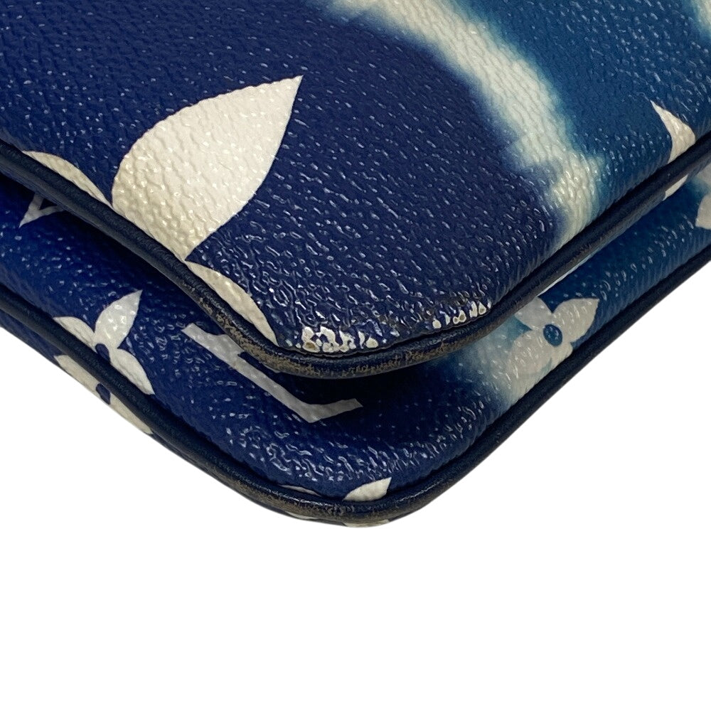 LOUIS VUITTON Pochette leather blue LV Escal Pochette double zip unisex(Unisex)
