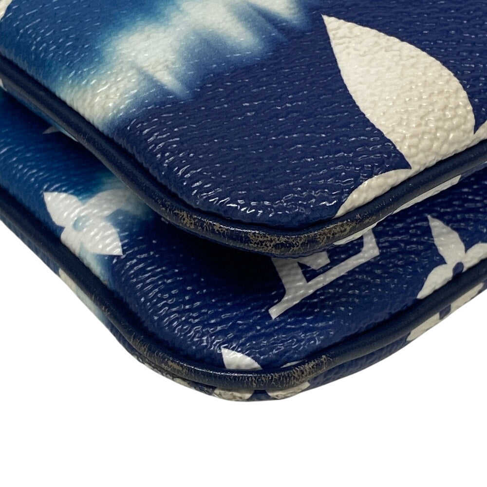 LOUIS VUITTON Pochette leather blue LV Escal Pochette double zip unisex(Unisex)