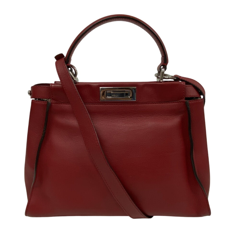 FENDI Handbag 8BN290 leather Red 2WAY Shoulder Bag Peek-a-boo regular Women