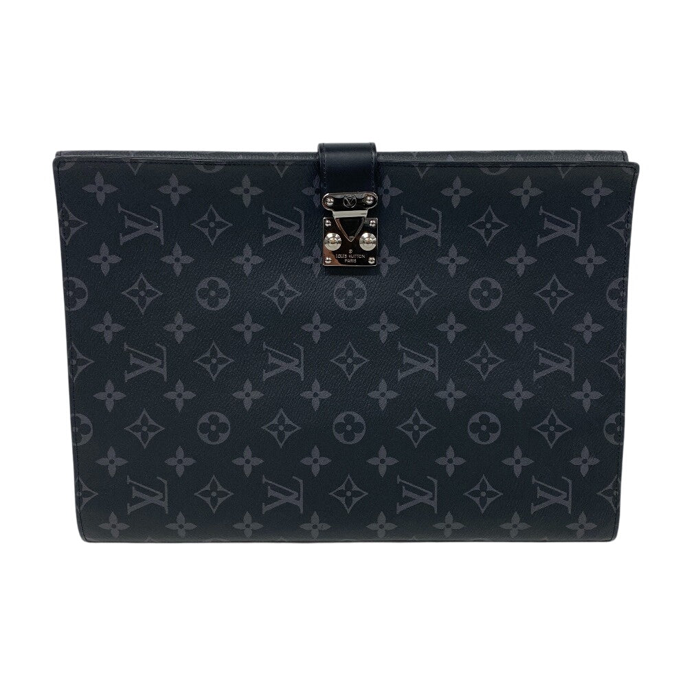 LOUIS VUITTON Briefcase leather black Documents case Monogram Eclipse Portodocument Frank GM mens