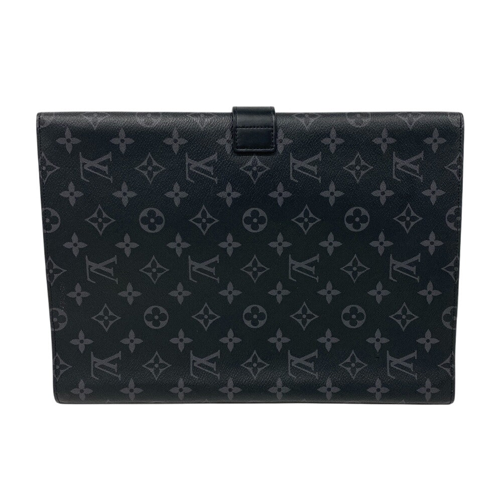 LOUIS VUITTON Briefcase leather black Documents case Monogram Eclipse Portodocument Frank GM mens