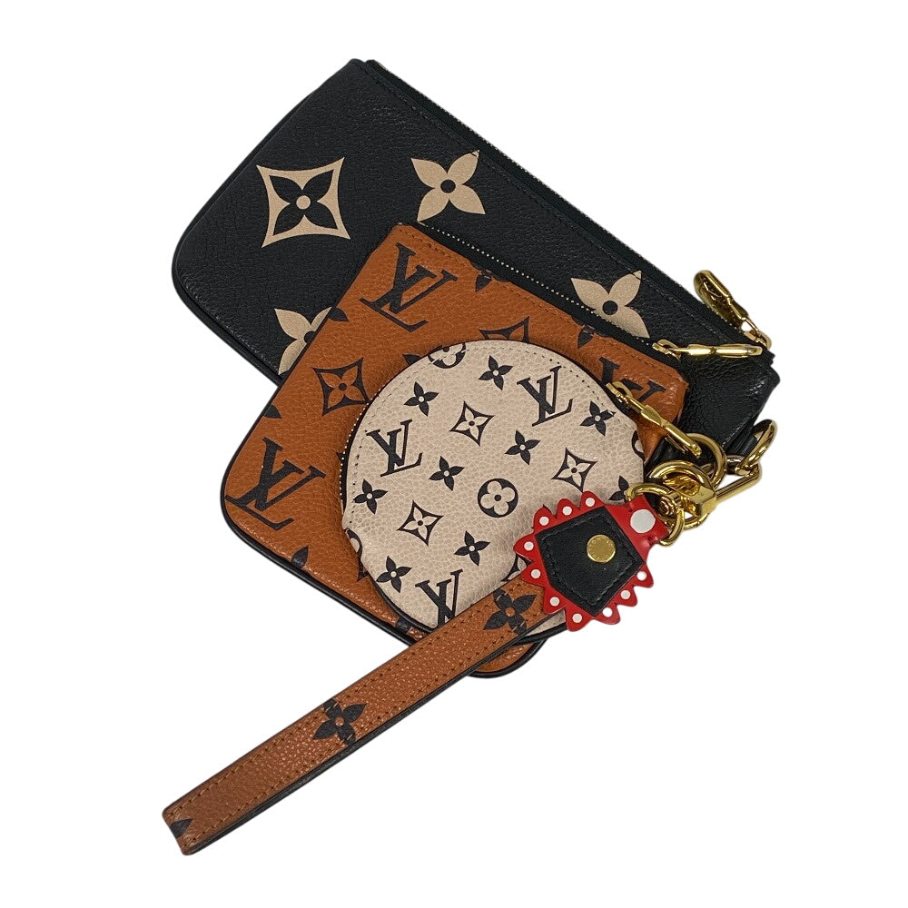LOUIS VUITTON Pochette leather Black brown Monogram Ann Platt Pochette trio Women