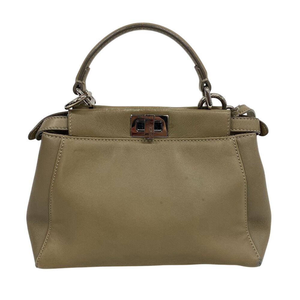 FENDI Shoulder Bag 8BN244 lambskin beige Mini Pea Kaboo