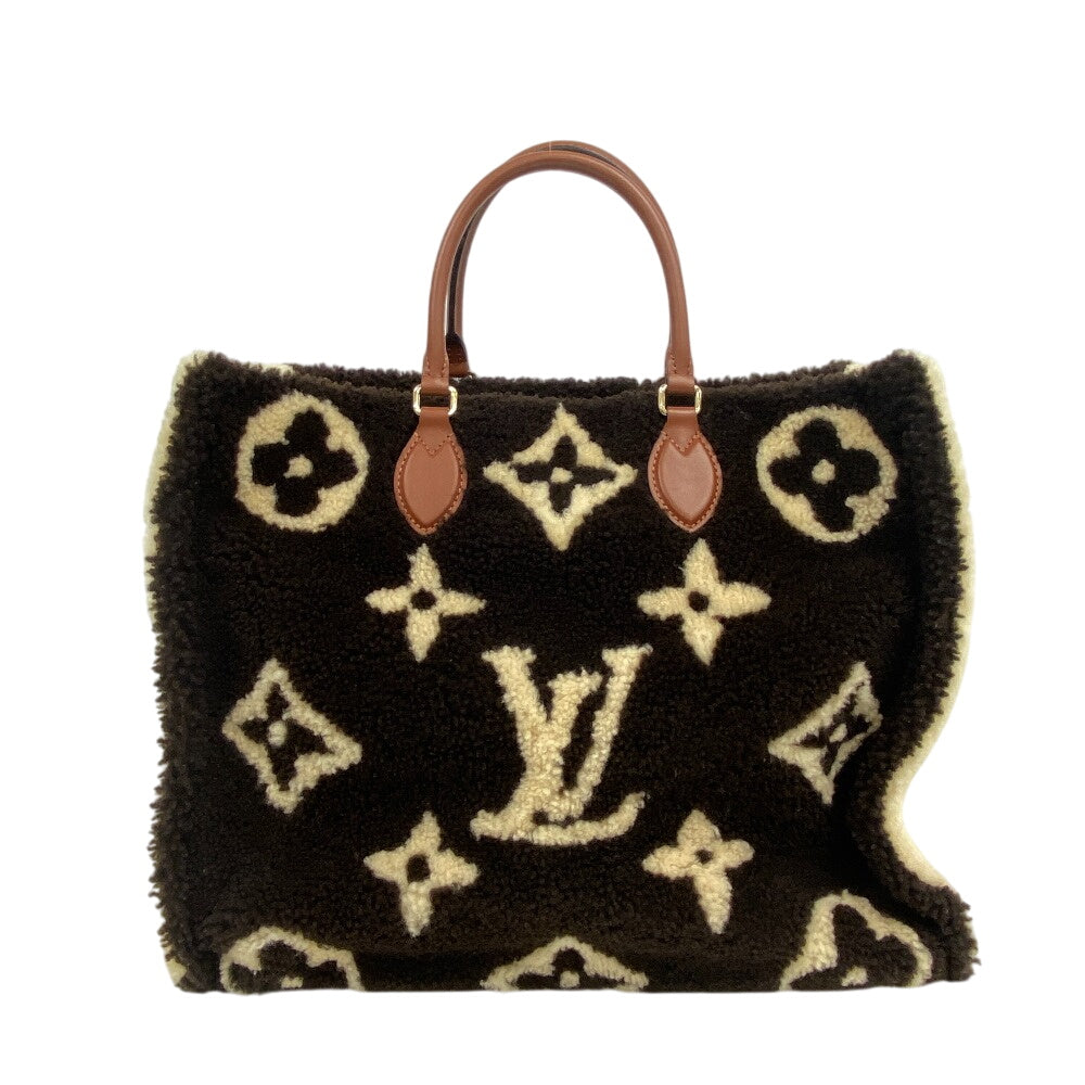 LOUIS VUITTON Handbag Monogram shearling, leather Brown Monogram teddy On-the-go GM Women