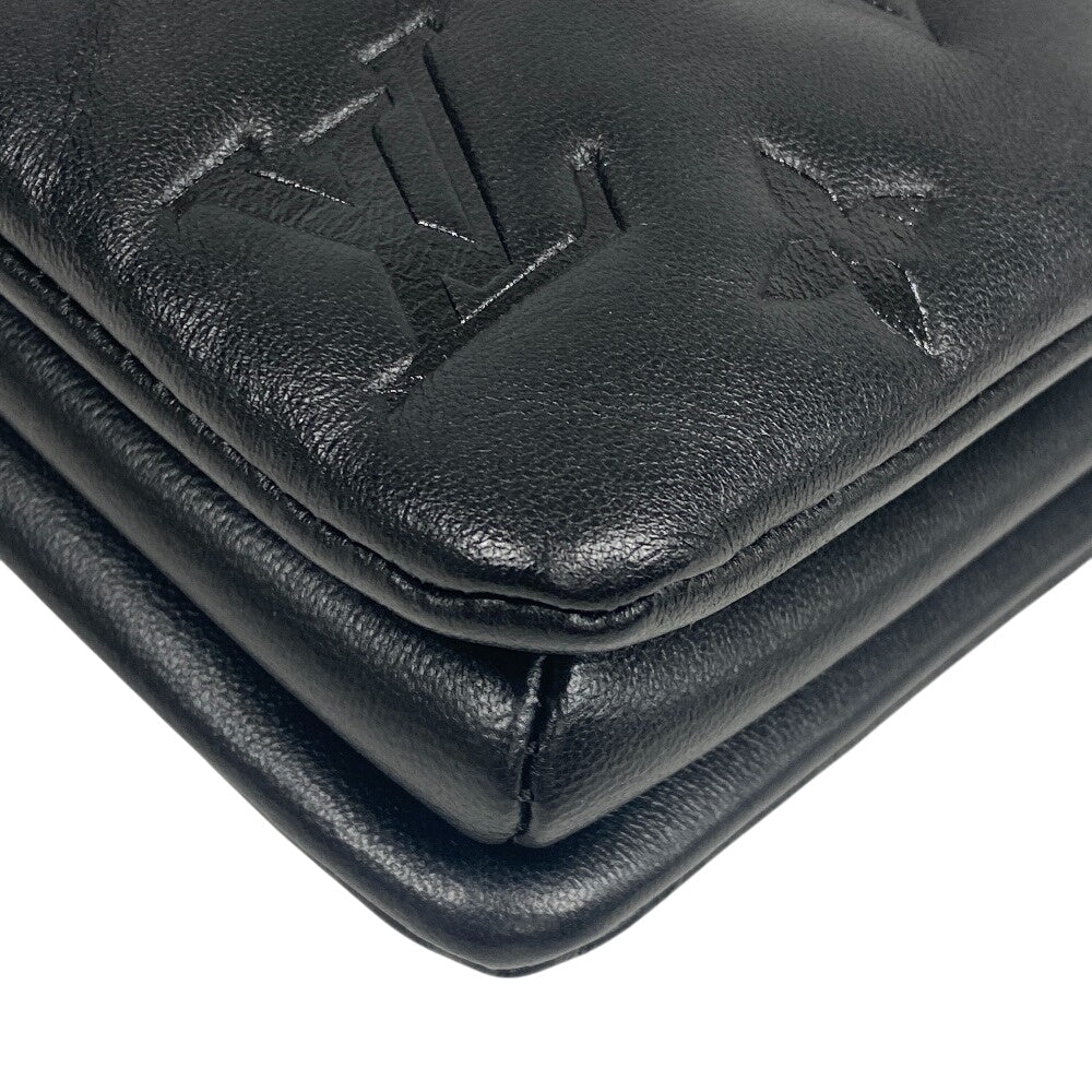 LOUIS VUITTON Handbag M21259 leather black Monogram emboss Kussan BB Chain(Unisex)