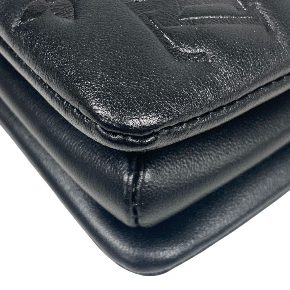 LOUIS VUITTON Handbag M21259 leather black Monogram emboss Kussan BB Chain(Unisex)