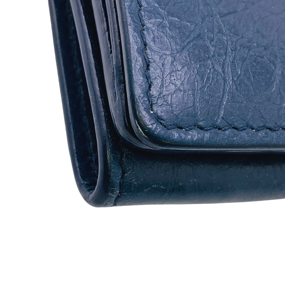 BALENCIAGA Tri-fold wallet 477455 leather Navy Classic mini unisex(Unisex)