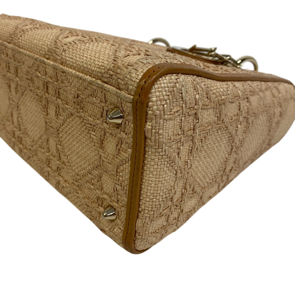 Christian Dior Shoulder Bag M05650MBDM925 Raffia, Leather beige 2way medium bag Canage Women