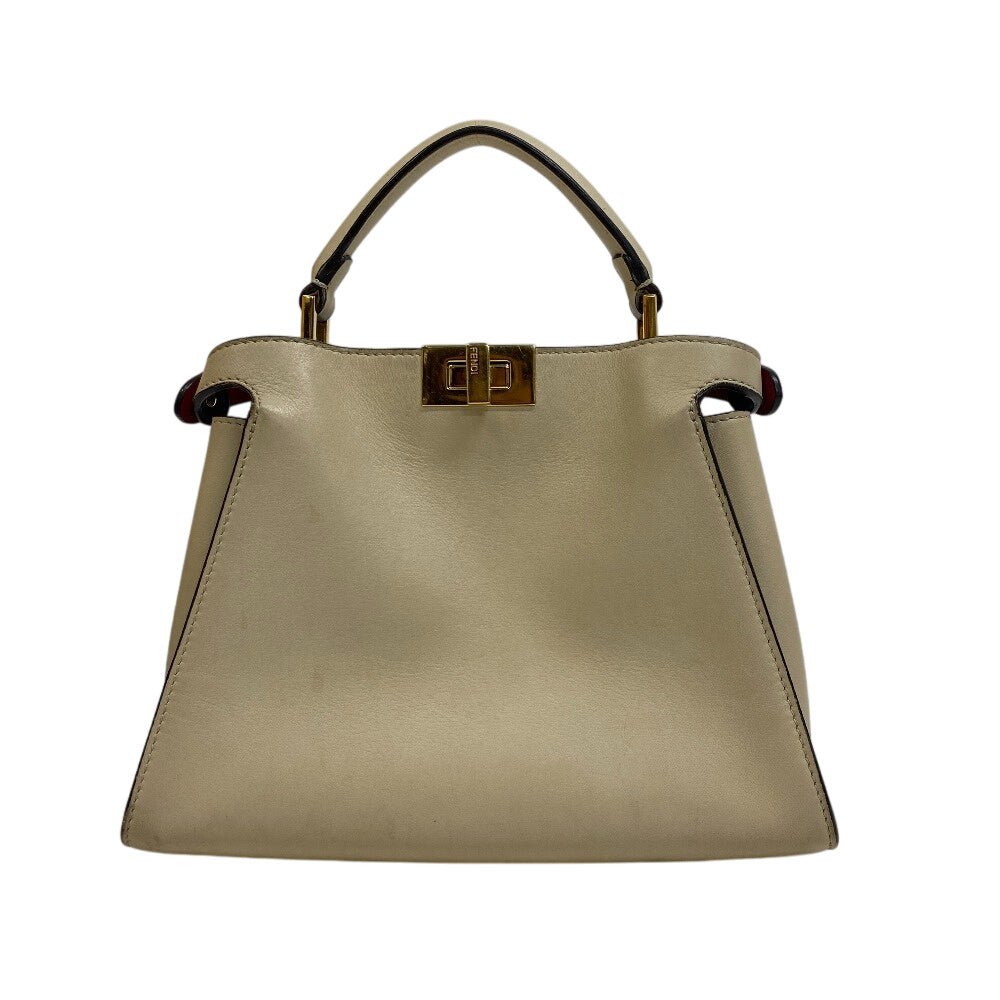 FENDI Handbag 8BN302 leather beige 2WAY Shoulder Bag Peekaboo Essentials Women