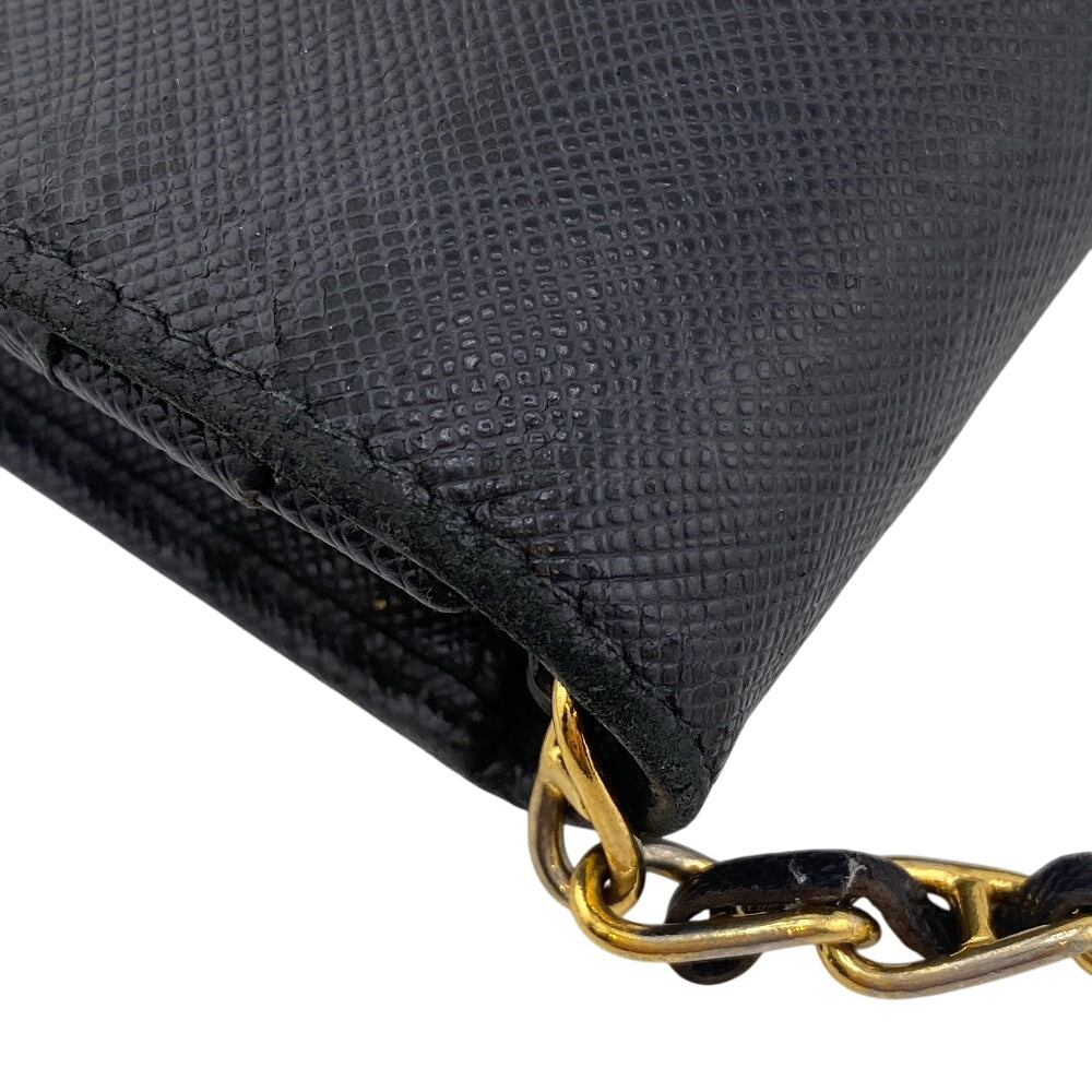 PRADA Long Wallet Purse 1MT290 leather black Shoulder Bag Safiano Chain wallet Women