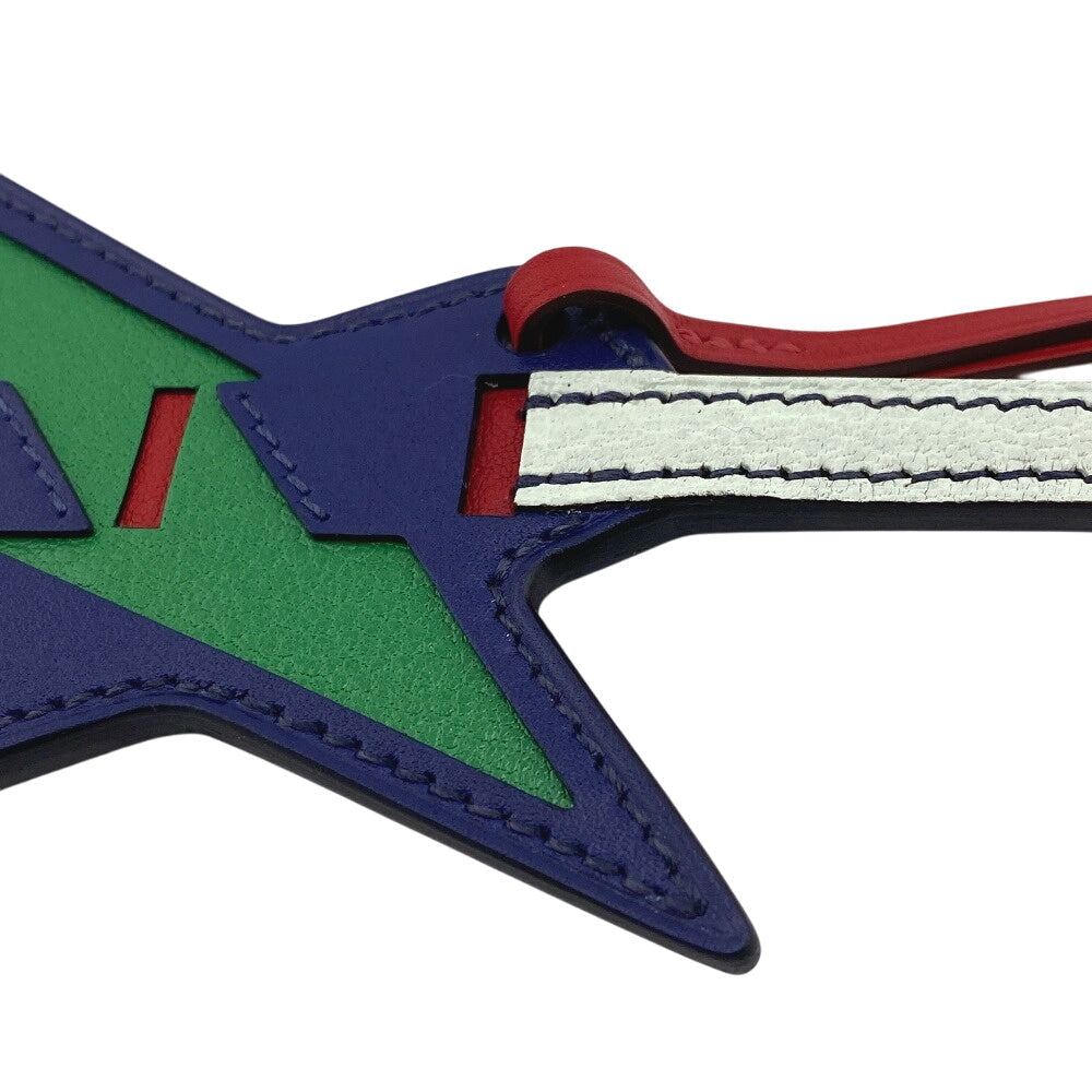 HERMES charm leather multicolor Electric guitar Bag Charm Rodeo Rock charm with pick mens(Unisex)