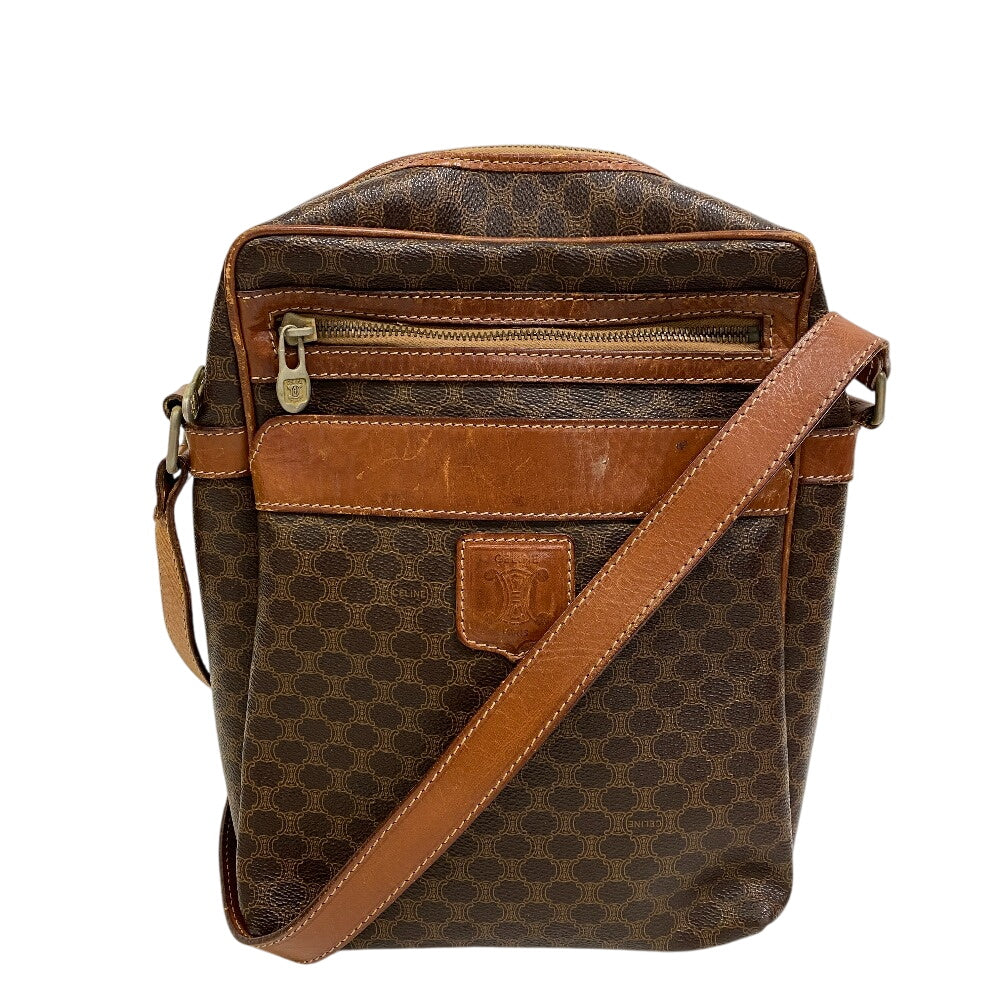 CELINE Shoulder Bag leather Brown macadam Women