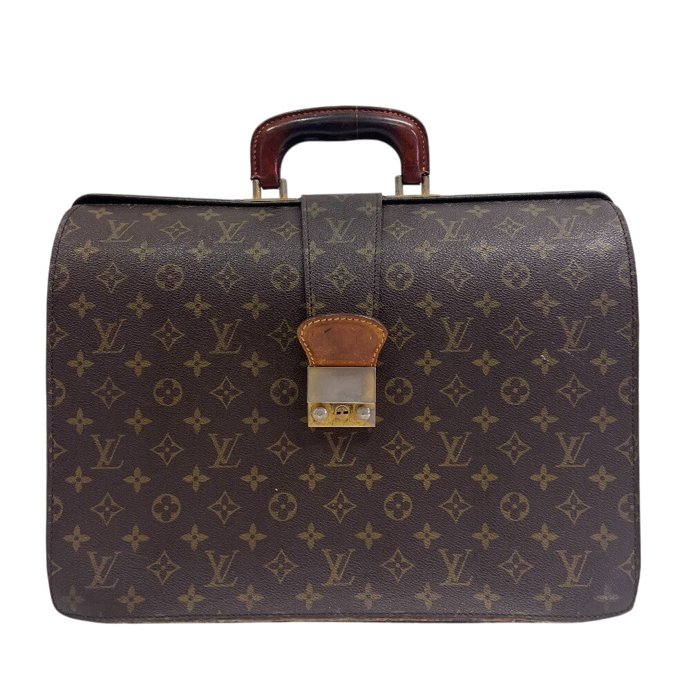 LOUIS VUITTON Business bag leather Brown Monogram Fermoire