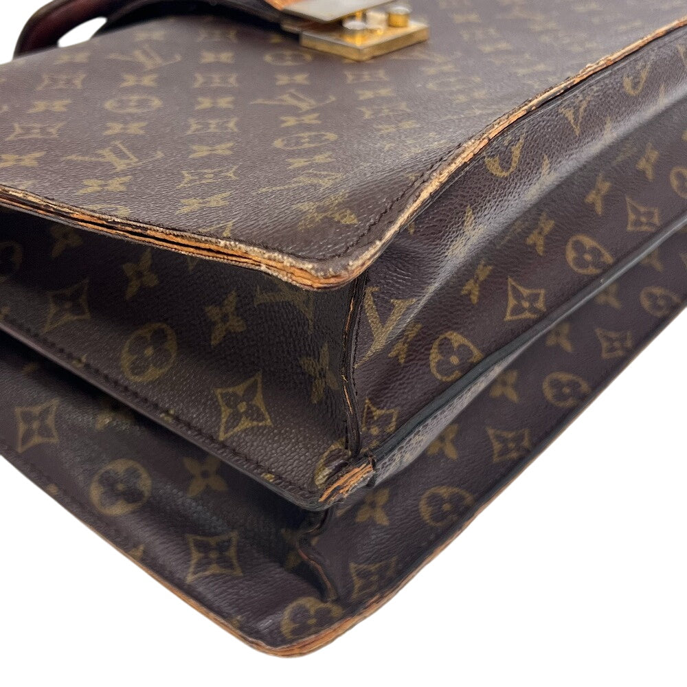 LOUIS VUITTON Business bag leather Brown Monogram Fermoire