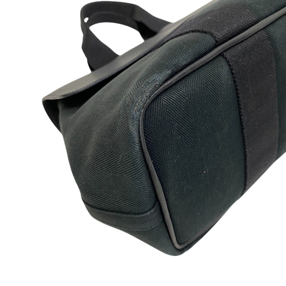 HERMES Handbag Toile Chevron , Leather black Tote Bag Pouch Valparaiso PM Women(Unisex)