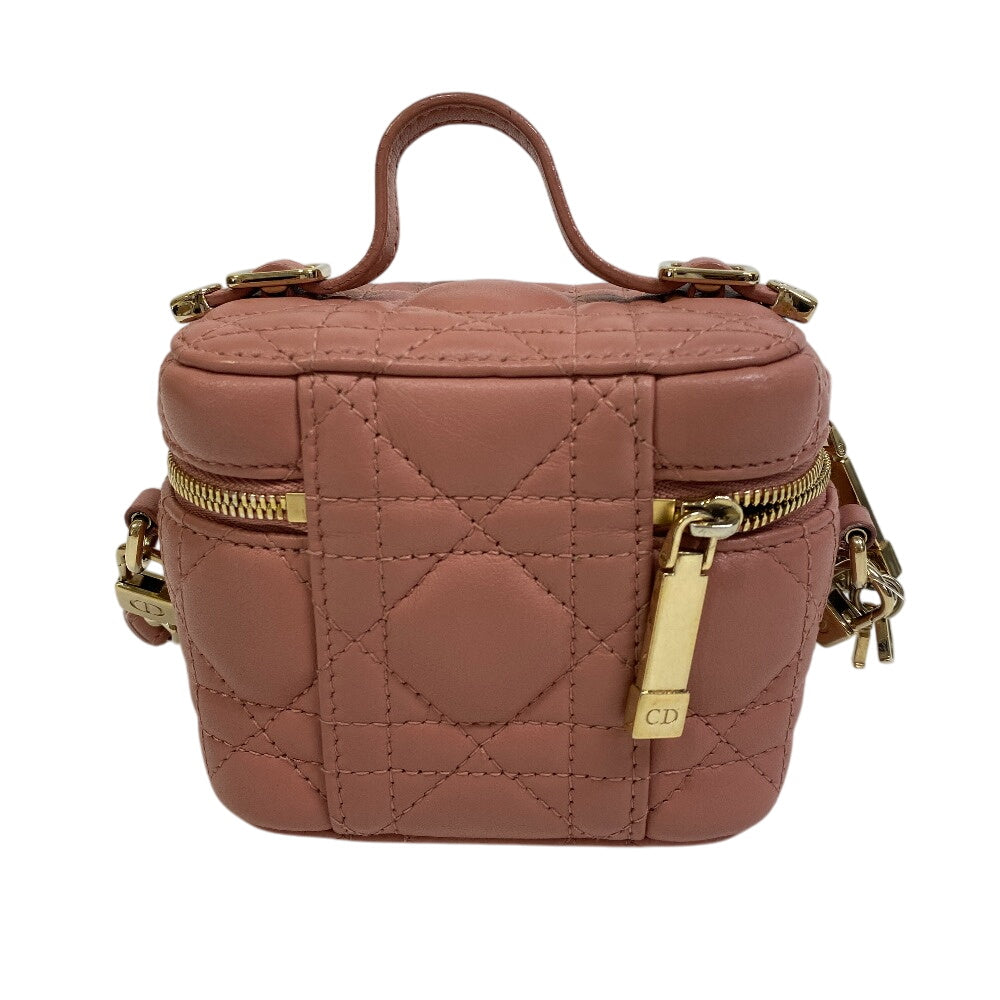 Christian Dior Shoulder Bag leather pink 2way pouch Cannage Shoulder Vanity Women