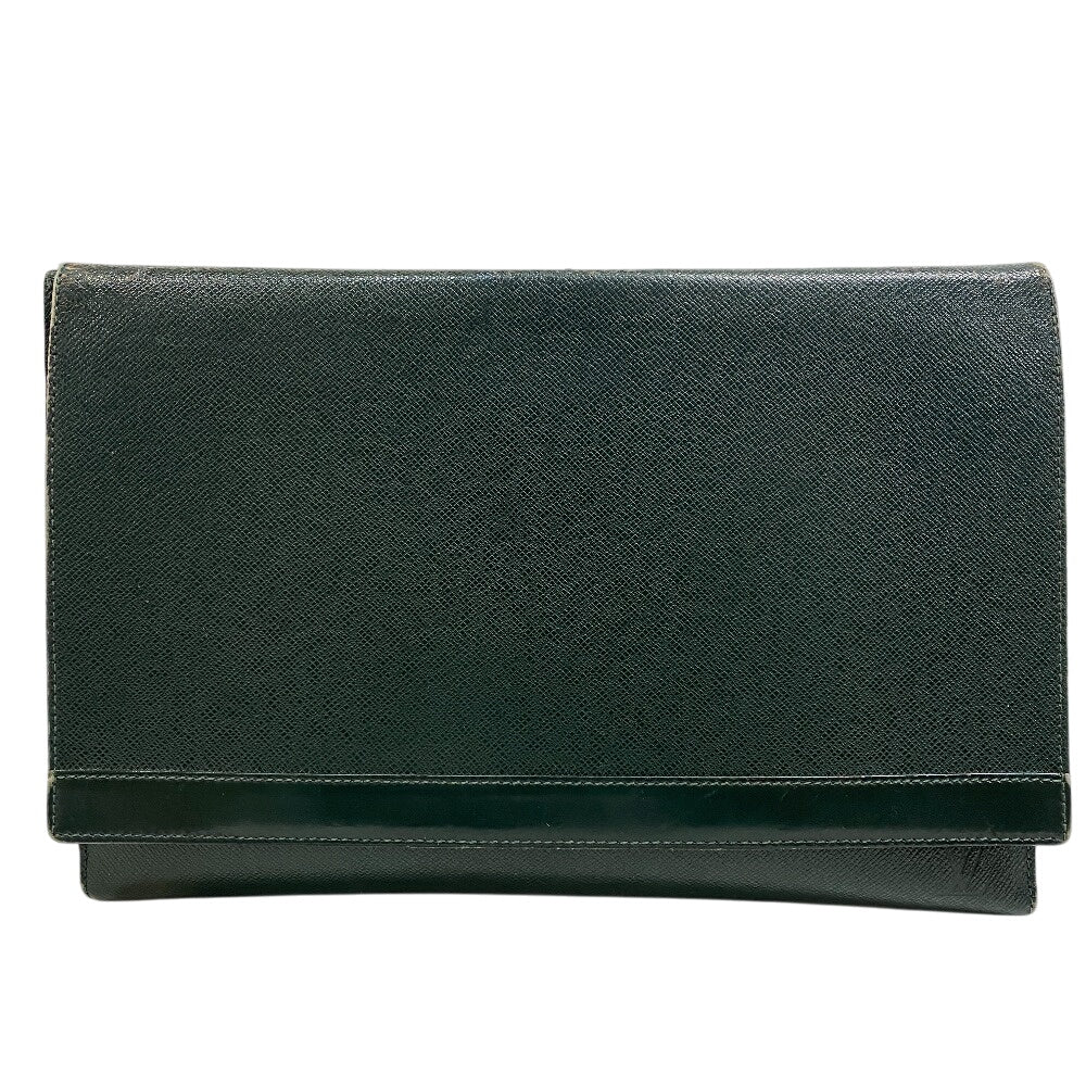 LOUIS VUITTON Clutch bag leather green Taiga Volga