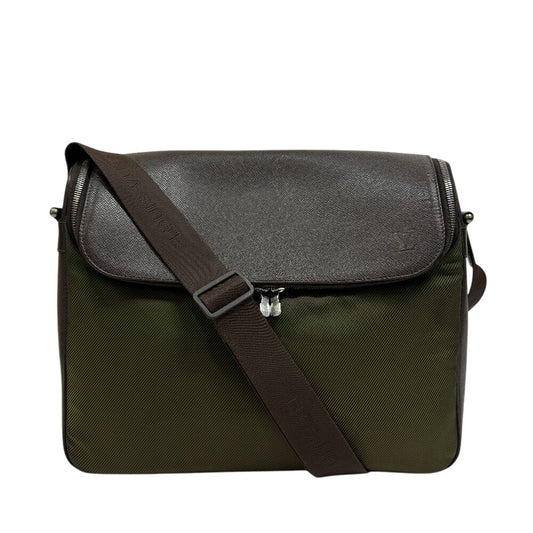 LOUIS VUITTON Shoulder Bag Nylon, Leather Khaki green Shoulder Bag Taiga Thai meal mens