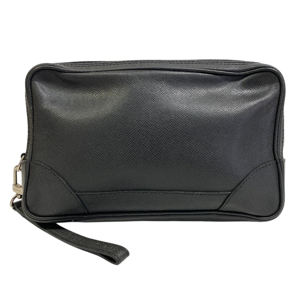 LOUIS VUITTON Clutch bag leather black Taiga Pavel