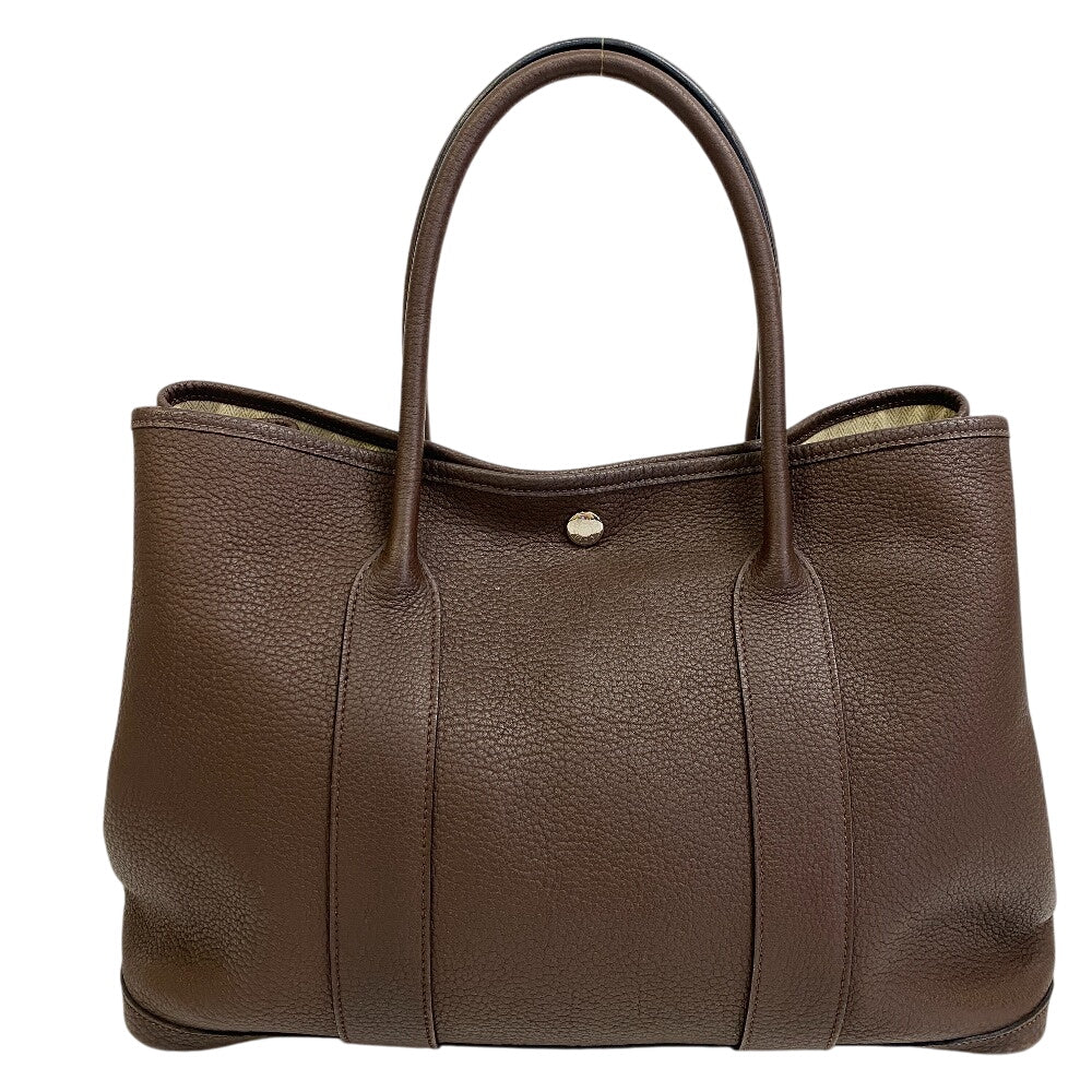 HERMES Tote Bag Leather, Negonda Brown Garden party MM Women