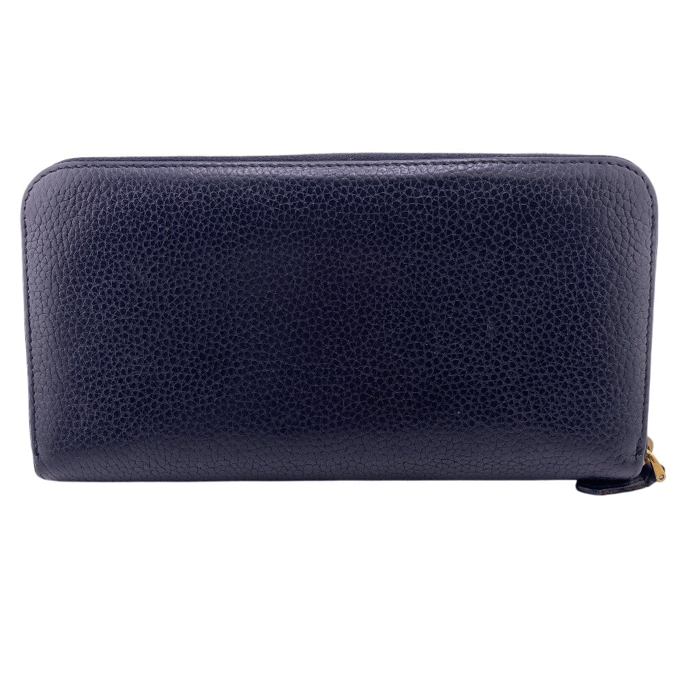 PRADA Long Wallet Purse 1ML506 leather black Zip Around Safiano Round zipper Women