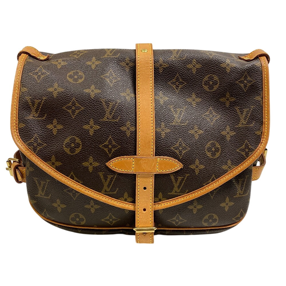 LOUIS VUITTON Shoulder Bag leather Brown Monogram Saumur 30