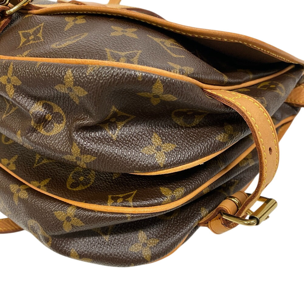 LOUIS VUITTON Shoulder Bag leather Brown Monogram Saumur 30