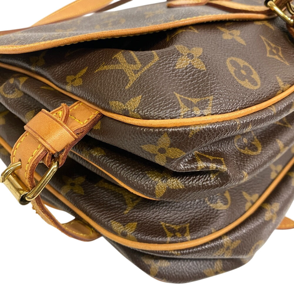 LOUIS VUITTON Shoulder Bag leather Brown Monogram Saumur 30