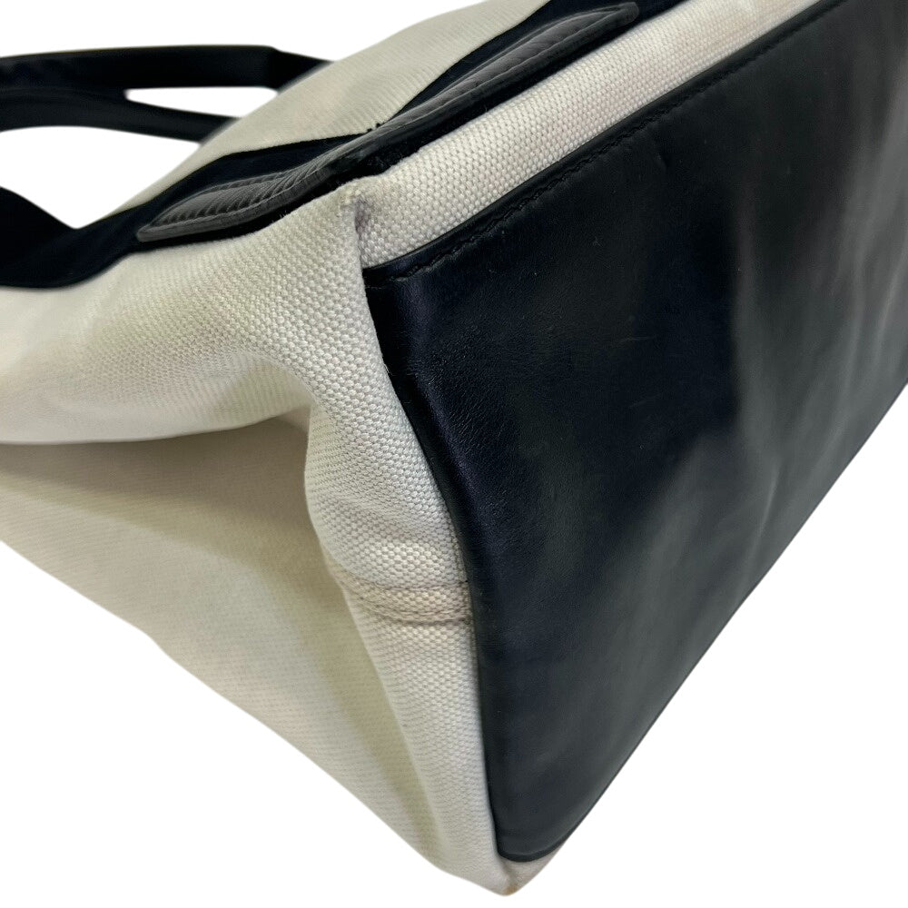 BALENCIAGA Handbag 339933 Canvas, Leather white Navy Cabas S