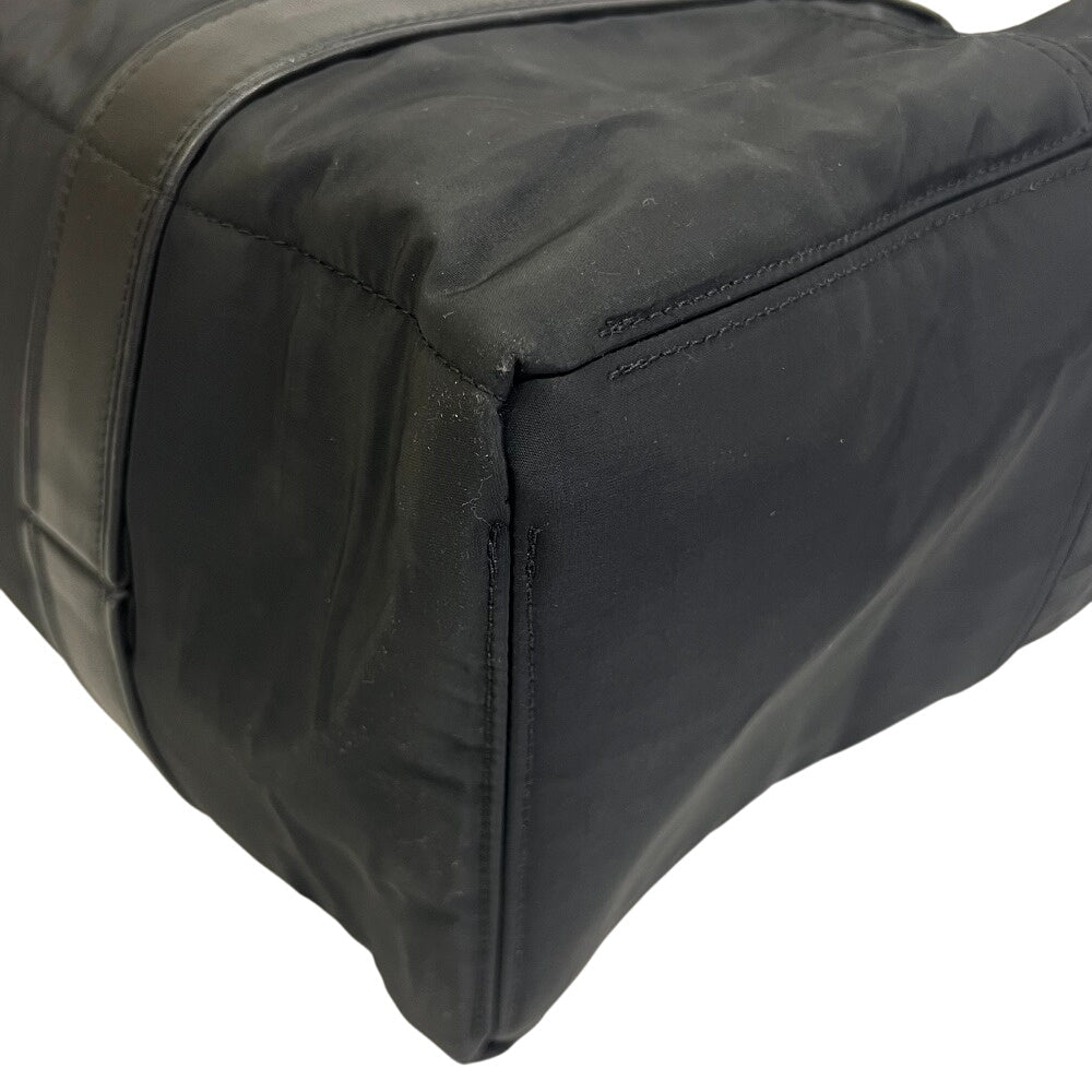 HERMES Tote Bag Nylon, Leather black Akapu Luco