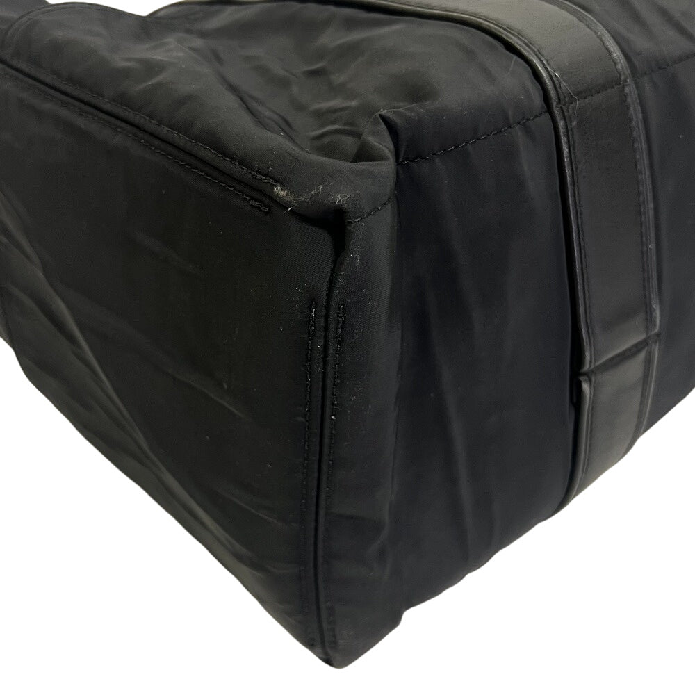 HERMES Tote Bag Nylon, Leather black Akapu Luco