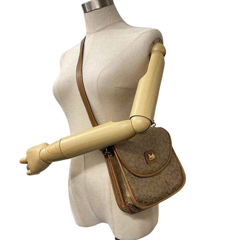 CELINE Shoulder Bag leather beige Carriage Metal Women